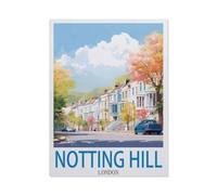 BEAYODKP DIY Peinture à l'huile Peindre par Nombre Kits，Notting Hill, Londres - Affiche de voyage vintage，Toile Peinture par Numéro Acrylique Peinture à l'huile（40x50cm） 15.7x19.6 pouces-DB42