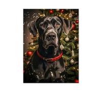 BEAYODKP Dogue allemand, c’est Noël，Vintage Métal Étain Signe Rétro Fer Affiche Peinture pour la Maison Bar Café Cuisine Restaurant Décoration Murale(20x30cm 8x12 inch-AG19