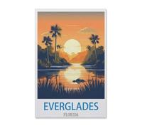 BEAYODKP Everglades Florida Poster vintage de voyage，Peinture diamant adulte 5D Point De Croix Broderie Diamond Painting Kits Salon Chambre Décoration（40 x 50 cm/15.74 x 19.68 pouces）-F24