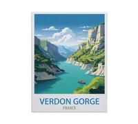 BEAYODKP Gorges du Verdon, France - Affiche de voyage vintage，panneaux métalliques en étain, Art mural | Affiche imprimée en fer blanc épais, décoration murale(30x40cm 12x16 inch-CS70