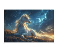 BEAYODKP Grâce dans la lumière des étoiles : la licorne blanche sur la prairie nocturne，Décoration murale - Plaque en métal pour bar, pub, club, grotte(30x40cm 12x16 inch-AH94