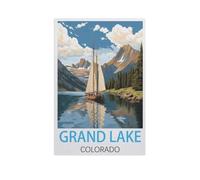 BEAYODKP Grand Lake Colorado，Peinture par Numéros Adultes et Enfants Débutants Peintures avec Cadre Comprend des Pinceaux et des Peintures Acryliques（30x40cm） 11.8x15.7 pouces-FR64