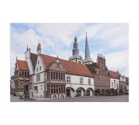 BEAYODKP Hôtel de ville et église Saint-Nicolas, Lemgo，5D Plein Diamant Peinture DIY Diamant Broderie Décoration de La Maison（50 x 60 cm/19.68 x 23.62 pouces）-AC99