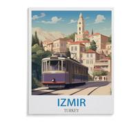 BEAYODKP Kits de peinture de diamant 5d diy 5d pour adultes enfants，Izmir Affiche de voyage vintage Turquie，kits de broderie en diamant rond complet（30 x 40 cm/11.81 x 15.74 pouces）-A90