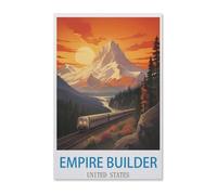 BEAYODKP Kits de peinture diamant 5D，Empire Builder Poster vintage，Full Drill Arts du diamant Peinture par numéros Kits pour la décoration murale de la maison（40 x 50 cm/15.74 x 19.68 pouces）-F17