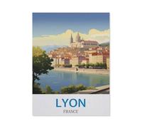 BEAYODKP Lyon, France - Affiche de voyage vintage，Peinture par Numéro Kits pour Adultes sur Toile Décoration De La Maison Art Image Cadeau（40x50cm） 15.7x19.6 pouces-CZ82