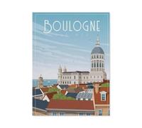 BEAYODKP Métal Étain Signe,Boulogne-sur-Mer France,Plaque Rétro Fer Signe Mural Mural Art Déco pour Salle Bain Restaurant Maison Cafés Bar Pub Déco Cadeau(15x30cm 6x12 inch-BN33