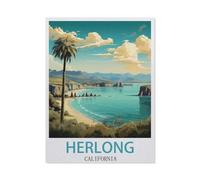 BEAYODKP Métal Étain Signe，Herlong, Californie，Plaque Rétro Fer Signe Mural Mural Art Déco pour Salle Bain Restaurant Maison Cafés Bar Pub Déco Cadeau(30x40cm 12x16 inch-DL67