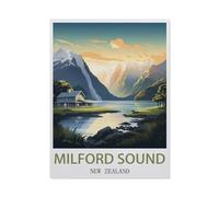 BEAYODKP Milford Sound Nouvelle-Zélande，Art Poster Decor Funny Tin Metal Signs Gift(30x40cm 12x16 inch-BH64