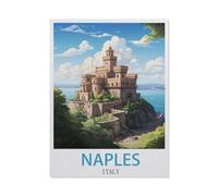 BEAYODKP Naples, Italie，panneaux métalliques en étain, Art mural | Affiche imprimée en fer blanc épais, décoration murale(15x30cm 6x12 inch-DK17