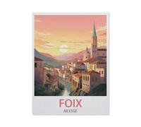 BEAYODKP Panneau en étain en métal,Affiche de voyage ancienne de Foix Ariège,décor de maison pour café, Bar, décor Vintage(30x40cm 12x16 inch-BU5