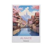 BEAYODKP Panneau en étain en métal,Affiche de voyage vintage d'Alsace, France,décor de maison pour café, Bar, décor Vintage(30x40cm 12x16 inch-CA65