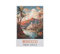 BEAYODKP Panneau en étain en métal，Maroc, Afrique du Nord，décor de maison pour café, Bar, décor Vintage(15x30cm 6x12 inch-AM25