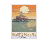 BEAYODKP Panneau en étain en métal，Weston-super-Mare, Angleterre，décor de maison pour café, Bar, décor Vintage(20x30cm 8x12 inch-DL39