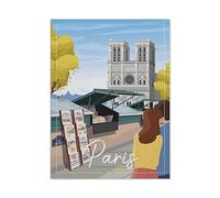 BEAYODKP Panneau en métal en étain,Affiche de voyage vintage de Paris, France,Tin Sign Vintage Decor Cave Café Bar Chambre Maison Décoration murale nostalgique en étain(15x30cm 6x12 inch-BN98