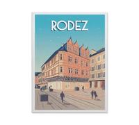 BEAYODKP Panneau en métal en étain，Affiche de voyage vintage en France Place Rodez，Tin Sign Vintage Decor Cave Café Bar Chambre Maison Décoration murale nostalgique en étain(15x30cm 6x12 inch-BO38
