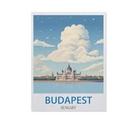 BEAYODKP Panneau en métal en étain，Budapest, Hongrie - Affiches de voyage vintage，Tin Sign Vintage Decor Cave Café Bar Chambre Maison Décoration murale nostalgique en étain(30x40cm 12x16 inch-DE10