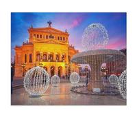 BEAYODKP Panneau en métal en étain，Vieille Opéra de Francfort magnifiquement illuminé, Allemagne，Tin Sign Vintage Decor Cave Café Bar Chambre Maison Décoration murale nostalgique en étain(30x40cm-X82