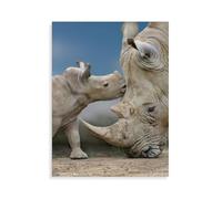 BEAYODKP Panneau Métal Vintage，Bébé rhinocéros avec sa mère，Décoration Murale Rétro Plaque Fer Décoration Murale à Suspendre Cadeau pour Salon,Maison,Cuisine,Bar,Café,Jardin,Pub(15x30cm 6x12 inch-BC4