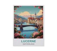 BEAYODKP Panneau Métal Vintage，Lucerne, Suisse，Décoration Murale Rétro Plaque Fer Décoration Murale à Suspendre Cadeau pour Salon,Maison,Cuisine,Bar,Café,Jardin,Pub(15x30cm 6x12 inch-Q56