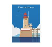 BEAYODKP Panneau Métal Vintage，Phare de Fécamp, France，Décoration Murale Rétro Plaque Fer Décoration Murale à Suspendre Cadeau pour Salon,Maison,Cuisine,Bar,Café,Jardin,Pub(30x40cm 12x16 inch-BP91