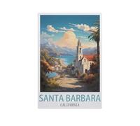 BEAYODKP Panneau Métal Vintage，Santa Barbara, Californie，Décoration Murale Rétro Plaque Fer Décoration Murale à Suspendre Cadeau pour Salon,Maison,Cuisine,Bar,Café,Jardin,Pub(15x30cm 6x12 inch-AJ51