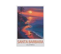 BEAYODKP Panneau Métal Vintage，Santa Barbara, Californie，Fer Plaque Peinture Rétro Décoration Murale Art Mural à Suspendre pour Jardin Cour Maison Café Extérieur Club Bar(15x30cm 6x12 inch-AI92