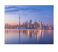 BEAYODKP Panneau Métal Vintage，Skyline de Toronto avec lumière violette, Toronto, Ontario, Canada，Rétro Plaque Fer à Suspendre Cadeau pour Salon,Maison,Cuisine,Bar,Café,Jardin,Pub-W75