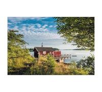 BEAYODKP Panneau Métal Vintage，Une cabane en bois sur la côte，Fer Plaque Peinture Rétro Décoration Murale Art Mural à Suspendre pour Jardin Cour Maison Café Extérieur Club Bar(15x30cm 6x12 inch-Z76