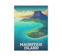 BEAYODKP Peindre par Nombre Peinture par numéro，Affiche de voyage vintage de l'île Maurice，Kit Complet Peintures À l'huile Image par Numéros Photo À La Main Enfants(20x30cm-BJ61