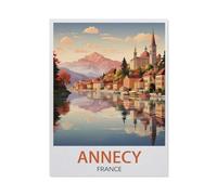 BEAYODKP Peindre par Nombre Peinture par numéro,Annecy Vintage Travel Poster,Kit Complet Peintures À l'huile Image par Numéros Photo À La Main Enfants(50x60cm-AO17