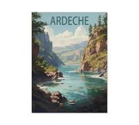 BEAYODKP Peinture au numero pour adulte enfants,Ardèche France, lac d'affiche de voyage vintage,DIY Painting by Numbers numéro Cadeau de Peinture pour Enfant Décorations(20x30cm-AN66