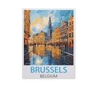 BEAYODKP Peinture par Numéro Adulte，Affiche de voyage vintage de Bruxelles en Belgique，avec Pinceaux et Acryliques Bricolage Peintures Kits pour Adultes Enfants Seniors Débutant（20x30cm）-BH14