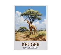 BEAYODKP Peinture par Numéro Adulte，Affiche de voyage vintage du parc national Kruger, girafe，avec Pinceaux et Acryliques Bricolage Peintures Kits pour Adultes Enfants Seniors Débutant（20x30cm）-AW42