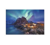 BEAYODKP Peinture par Numero ，Aurora Borealis/Aurore boréale sur l'archipel des Lofoten, Norvège，pour Enfants Adultes Peindre par Nombre Kits Home Decor-A45