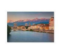 BEAYODKP Peinture par Numero，Grenoble. Vue de la Ville de Grenoble, France au Coucher du Soleil，Kit de Peinture à l'huile sur Toile pour Débutants avec Brosses et Acryliques Peintures （50x60cm）-B84