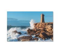BEAYODKP Peinture par Numero，Phare de Ploumanach, Perros-Guirec, Bretagne，Kit de Peinture à l'huile sur Toile pour Débutants avec Brosses et Acryliques Peintures （50x60cm）-B64