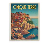 BEAYODKP Peinture par Numero pour Enfants，Italie : Cinque Terre，DIY Peinture à l'huile Peindre par Nombre Kits sur Toile à Faire soi-même avec Pinceaux（20x30cm） 7,8x11,8 pouces-E32