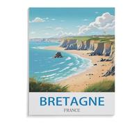 BEAYODKP Peinture par numéros pour adulte,Bretagne France,Kit de peinture à l'huile sur toile DIY avec pinceaux（40x50cm） 15.7x19.6 pouces-A1