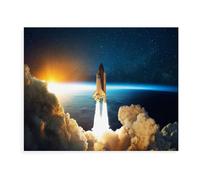 BEAYODKP Peinture par numéros pour adulte，La Navette Spatiale S'élance dans l'espace，Kit de peinture à l'huile sur toile DIY avec pinceaux（20x30cm） 7,8x11,8 pouces-E81
