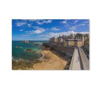 BEAYODKP Peinture par numéros pour adulte，Saint-Malo Bretagne，Kit de peinture à l'huile sur toile DIY avec pinceaux（30x40cm） 11.8x15.7 pouces-C21