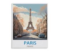 BEAYODKP Peinture par numéros pour adultes et enfants débutants,Paris France,Peinture par numéros sur toile avec pinceaux et pigments acryliques - Facile à peindre pour décoration（30x40cm）-D50