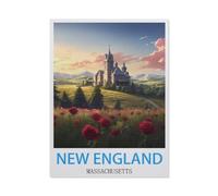 BEAYODKP Plaque en métal,Affiche vintage de voyage de la Nouvelle-Angleterre, Massachusetts,Pour maison, cuisine, bar, café, club, grotte(30x40cm 12x16 inch-BV95