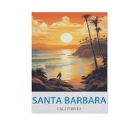 BEAYODKP Plaque en métal rétro，Santa Barbara, Californie - Affiches de voyage surf，pour décoration de maison, cuisine, bar, café, club, cave - Décoration murale vintage(30x40cm 12x16 inch-CV28