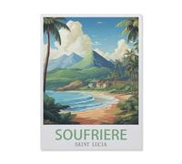 BEAYODKP Plaque en métal rétro，Soufrière, Sainte-Lucie, Montagne，pour décoration de maison, cuisine, bar, café, club, cave - Décoration murale vintage(15x30cm 6x12 inch-DT11