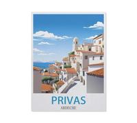 BEAYODKP Plaque en métal vintage,Affiche de voyage vintage de Privas Ardèche,Vintage Art Sign Home Kitchen Bar Cafe Club Cave Décoration Tin Sign(30x40cm 12x16 inch-BU57