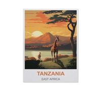 BEAYODKP Plaque en métal vintage，Affiche de voyage vintage Tanzanie, Afrique de l'Est，pour cafés, bars, pubs, magasins, décoration murale amusante et rétro pour homme et femme(30x40cm 12x16 inch-BI6