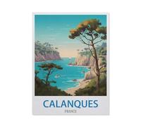 BEAYODKP Plaque en métal vintage，Calanques, France，pour cafés, bars, pubs, magasins, décoration murale amusante et rétro pour homme et femme(30x40cm 12x16 inch-DZ1