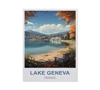 BEAYODKP Plaque en métal vintage，Lac Léman, France，pour cafés, bars, pubs, magasins, décoration murale amusante et rétro pour homme et femme(15x30cm 6x12 inch-DI80