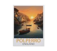 BEAYODKP Plaque en métal vintage，Polperro, Angleterre，Vintage Art Sign Home Kitchen Bar Cafe Club Cave Décoration Tin Sign(30x40cm 12x16 inch-T42